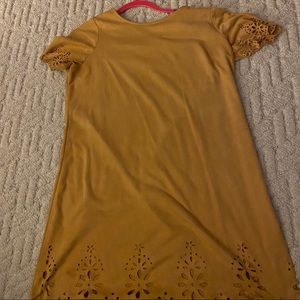 Love Fire Light Mustard Faux Suede Dress